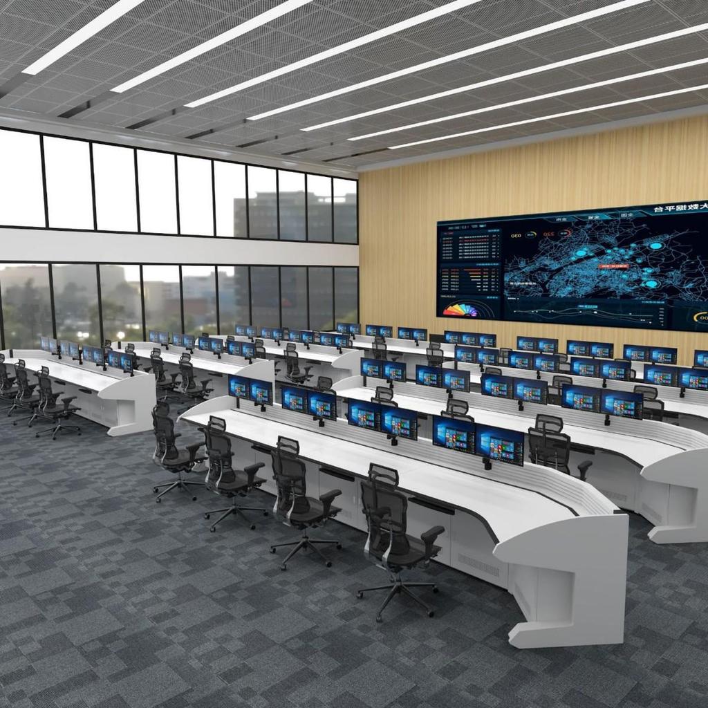 Irregular Shape Metal Security Dispatch & Monitoring Control Console