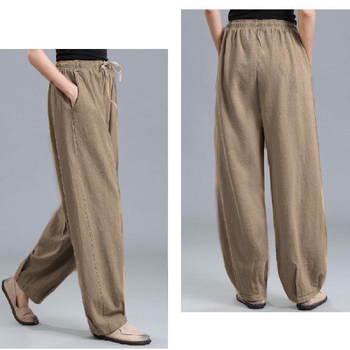 Женские летние брюки Харлан из хлопка с высокой талией и конопли, модные свободные и универсальные брюки-фонарики ярких цветов, большие размеры