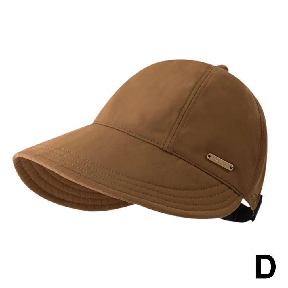 Korean Style Wide Brim Baseball Cap for Women, Adjustable Metal Tag Sun Hat, Casual UV Protection Face Shading Cap for Daily