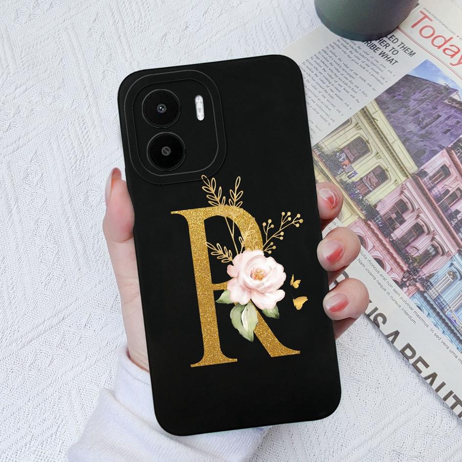 Phone Case For Xiaomi Redmi K60 Pro K60E K50 K40 K30S Ultra Back Cover Luxury Flower Letters Matte Couple Soft Silicone Shockproof For Redmi Bumpers