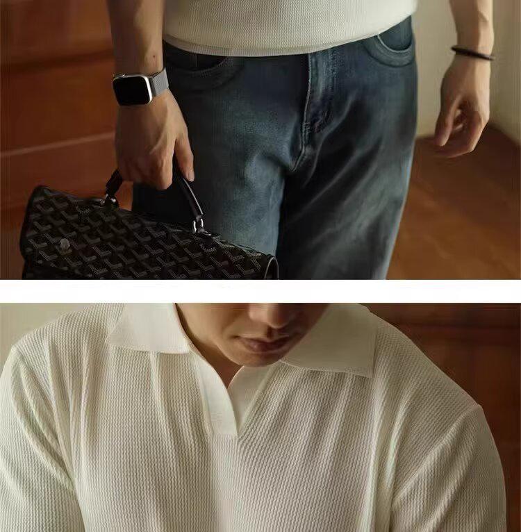 Men's Summer Ice Silk Knitted Slim Fit Polo Shirt - Short Sleeve, Pure Color, Casual Lapel T-shirt