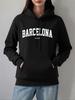 Барселона Испания Печатные Худи Женские Зимние Флисовые Теплые Свитшоты Удобные Повседневные Пуловеры Базовые С Карманом Женская Одежда