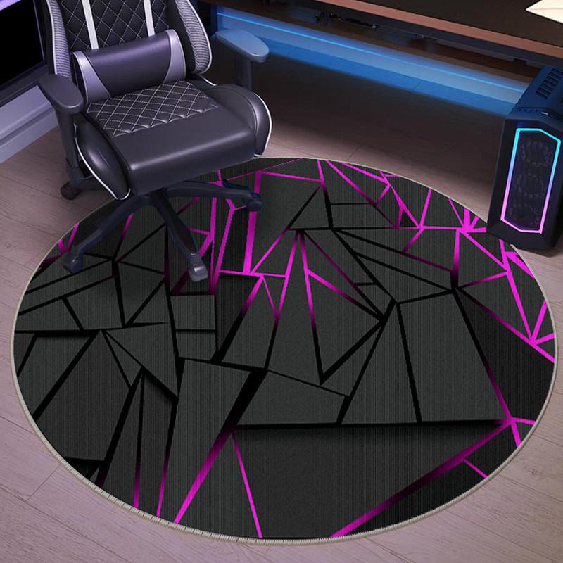 Светящийся геометрический круглый ковер с неоновой подсветкой и 3D-полигональными узорами, мягкий нескользящий ковер для игровой комнаты, гостиной