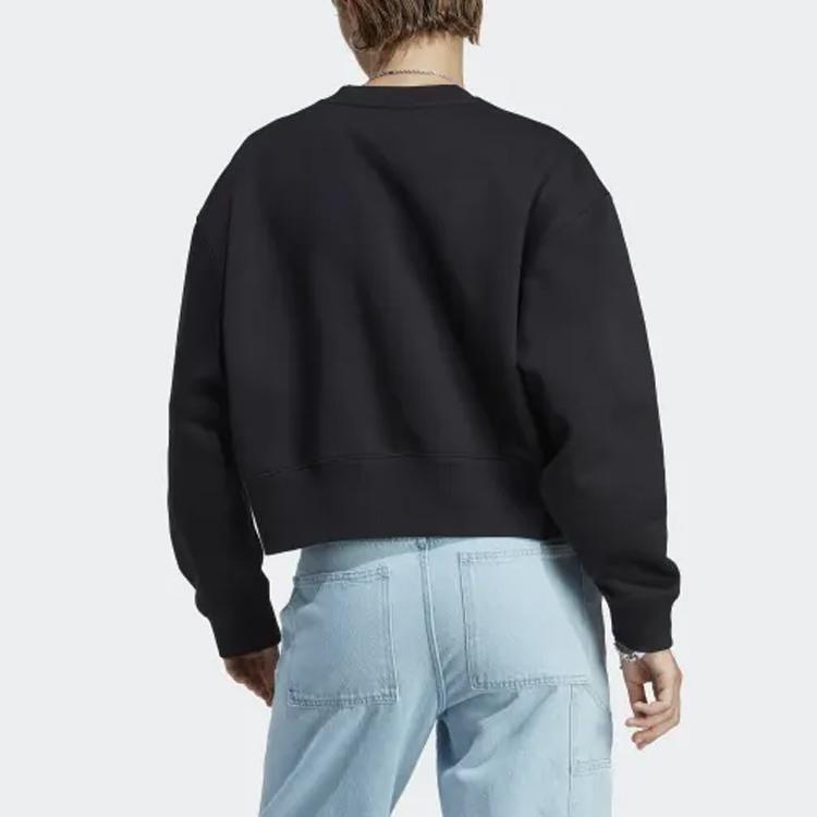 Adidas Свитшот Originals с принтом логотипа-трилистника и круглым вырезом, женский, черный IA6504