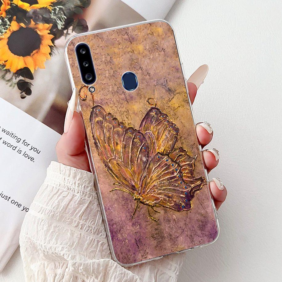 Case For Samsung Galaxy A20 A20e A20s Cover Fashion Flower Butterfly Soft Silicone Clear Bumper For Samsung A30 A 30 A 20 Covers