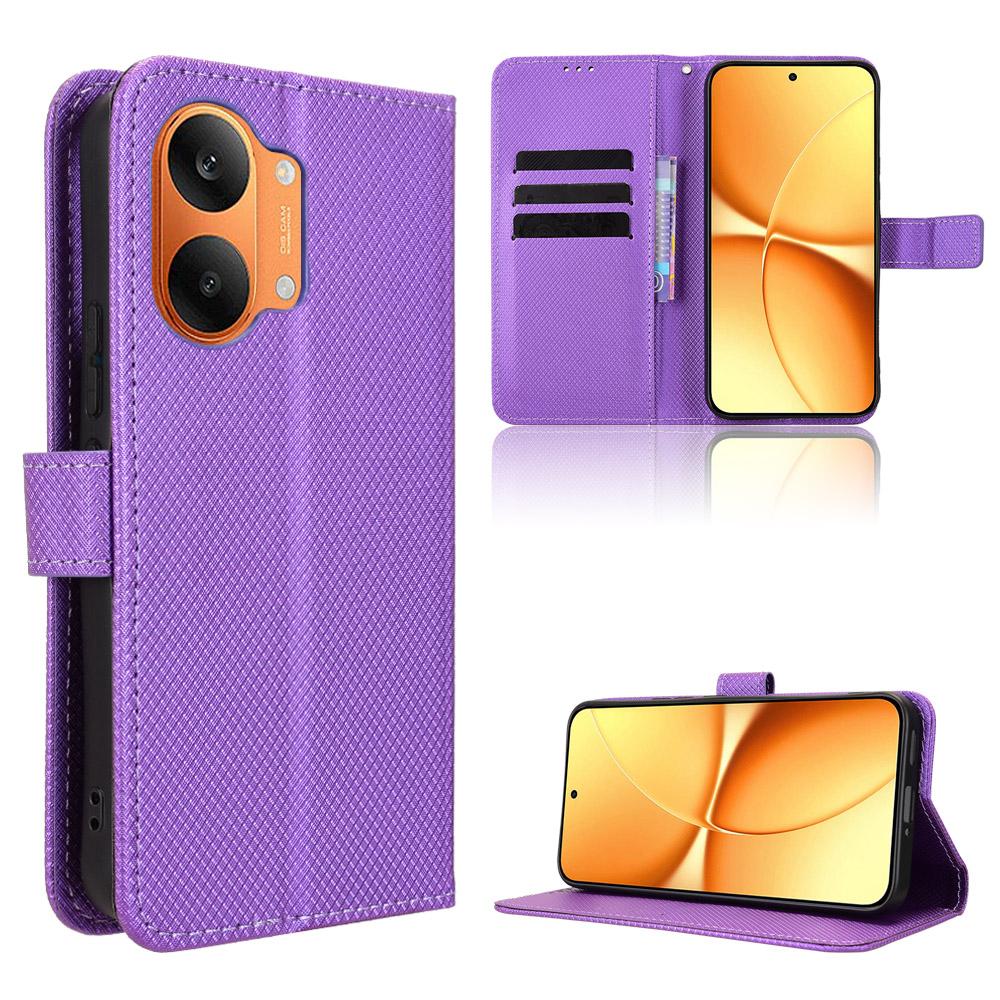 Wallet Case for Poco X8 Pro Max 5G - Leather/PU, Purple, With Lanyard
