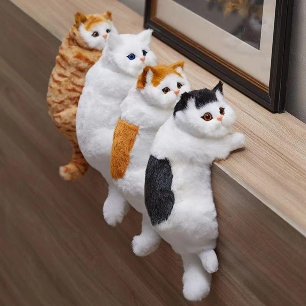 Furry Simulation Cat Hanging Ornament Realistic Fake Cat Model  for Desktop Decor
