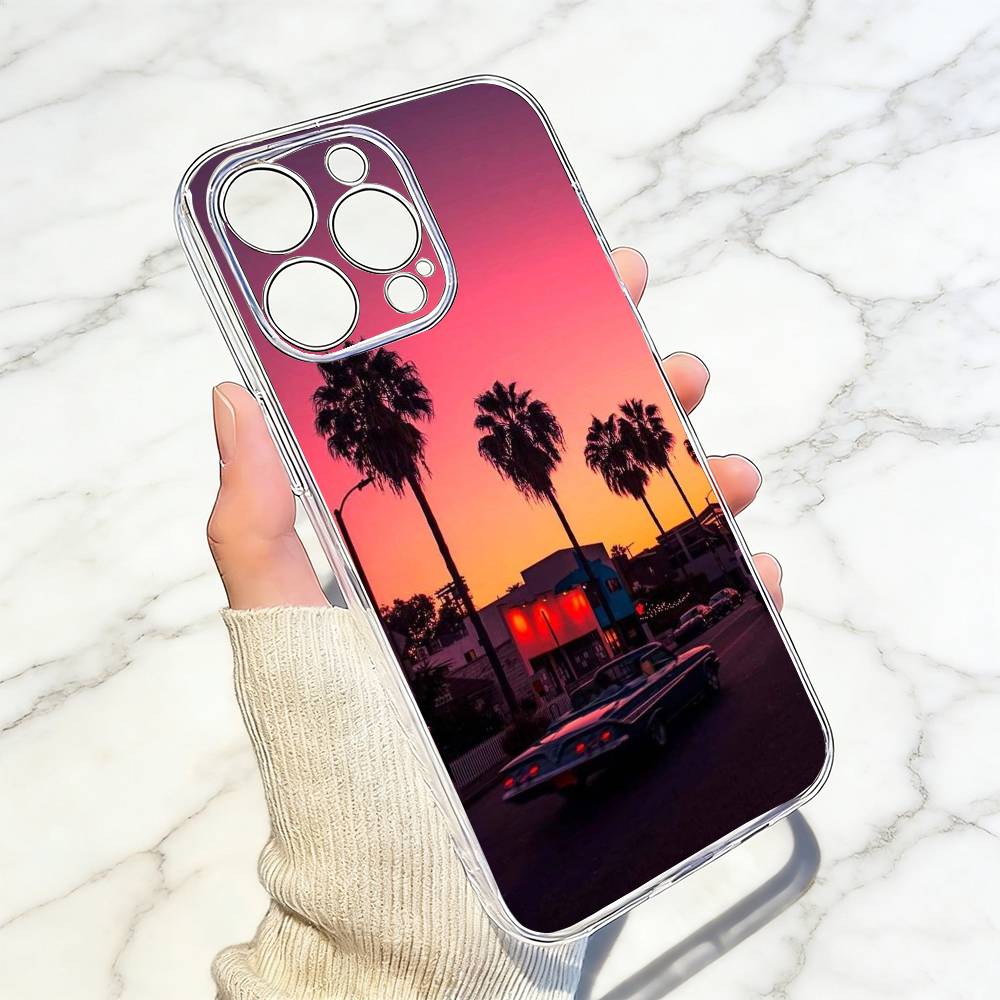 Чехол для телефона «Закат» для iPhone 17 16 15 14 13 12 11 Mini Pro Max Plus Прозрачный чехол