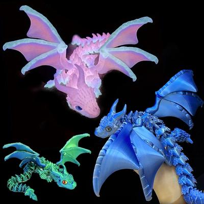 30 см 3D-печатный дракон с двойными рогами, фигурка, крылья. Идеально подходит для украшения автомобиля, дома и автомобиля, игрушка «Летающий дракон» для гостиной