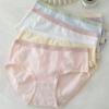 Cotton Underwear Breathable Antibacterial Midsection Waist Suitable for Girls with Solid Colors Designed Panties
