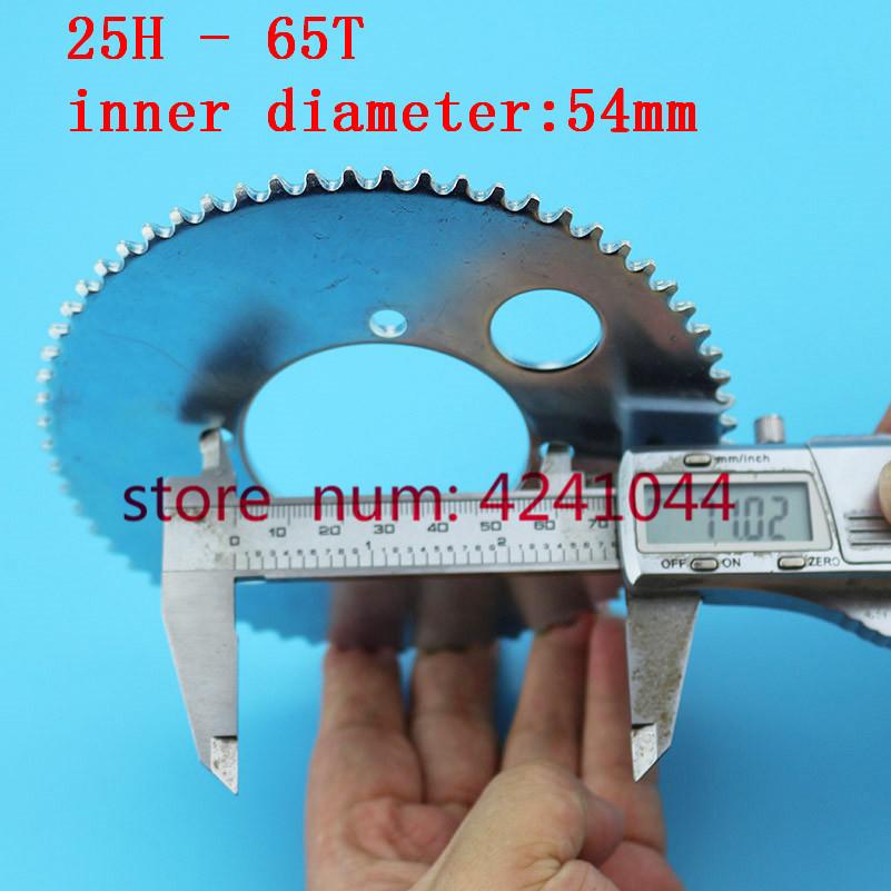 Free shipping 25H 65T Tooth Sprocket Chain Wheel 54mm For Pocket Bike Mini ATV Quad E-scooter Bicycle Moto Part