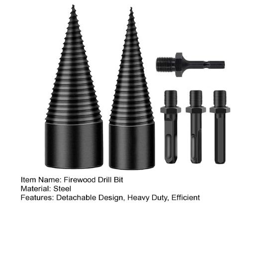 Набор сверл для дров Сверхпрочный колун для дров Съемные электросверла Винтовой конус Инструмент-насадка Инструмент для заготовки дров для колки дров