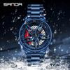 SANDA 1062 Продажа Модные Модные Мужские Часы Уникальный Вращающийся Циферблат Кварцевые Часы Подарок 360° Вращающийся Циферблат Relogio Masculino