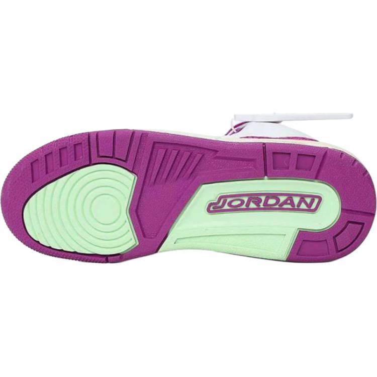 Air Jordan 3 Retro GS Joker Kids Sneakers White Vapor-Green Vivid-Purple HQ0784-100