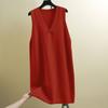 Long Knitted Vest Women V-neck Jacket Sweater Knee Length Dress Loose  Autumn Winter Sleeveless Solid