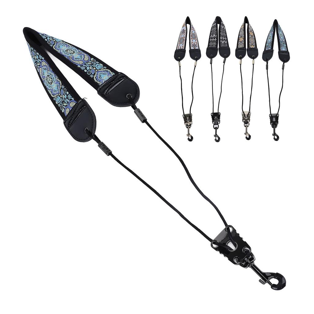 Ремень для шейного ремня с вышивкой для альт-тенор-саксофона, регулируемые аксессуары для инструментов с металлическим крючком