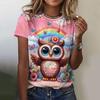 Новая женская футболка Kawaii с принтом совы 3D, женская трендовая одежда, рубашка с коротким рукавом, футболки с круглым вырезом