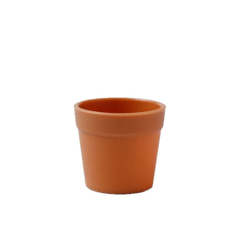 Mini Potted Plant: Handmade White Anti-Fall Ceramic-Style Flower Pot with Crochet Design and Artificial Lawn.