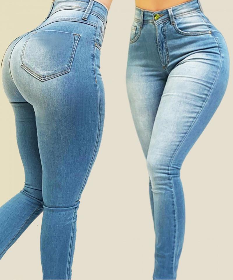 Women's Slim High-Waisted Elastic Skinny Jeans - European and American Fashion