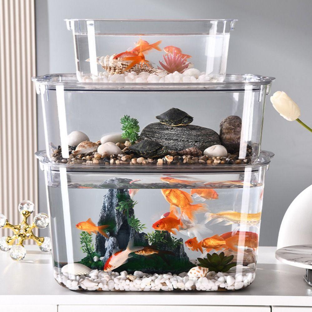 PET Desktop Goldfish Bowl Fall Prevention Mobile Small Fish Tank  Office
