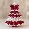 DIY Crochet Christmas Tree Kit Small Xmas Tree Craft Kit with Bow And Faux Pearl Handmade Holiday Decoration for Beginners