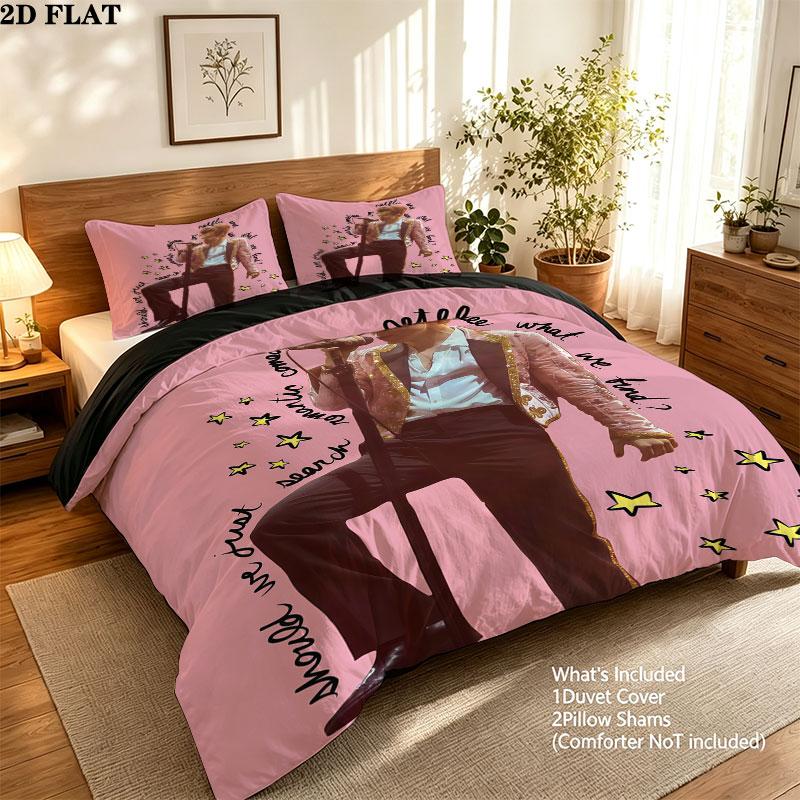 Harry Styles Bedding Quilt Set Quilt Cover Pillowcase Home Decoration Birthday Gift (1 * duvet cover + 2 * pillowcase, without core)
