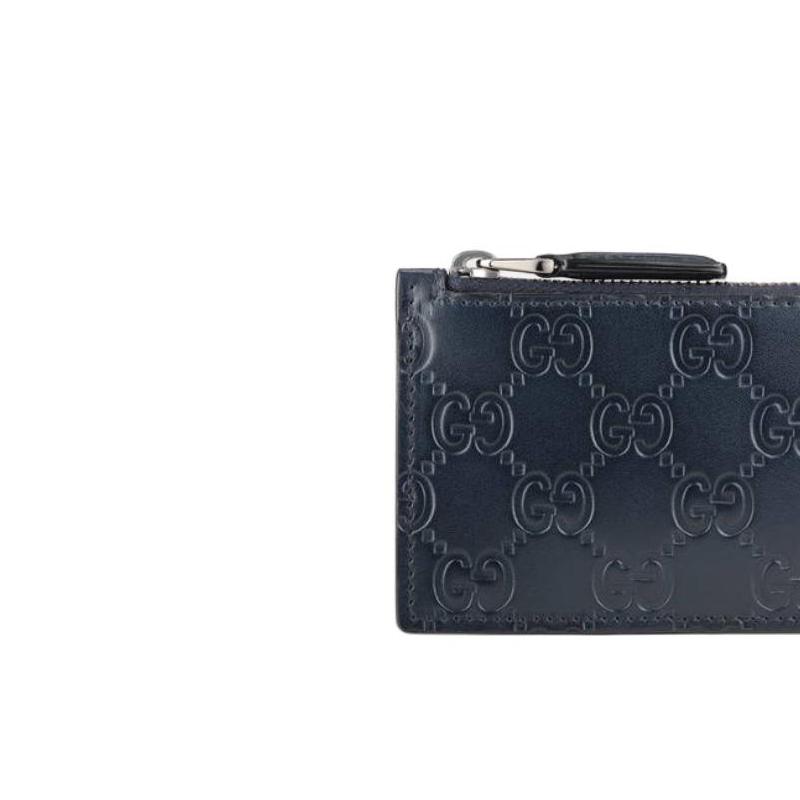 Gucci Signature Double G Logo Embossed Leather Card Holder Unisex Card Holder Dark-Blue 779876-CWC1N-4009