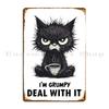 Grumpy Cartoon Cat Funny Coffee Lover Metal Plaque Poster Cinema Garage Custom Pub Plates Plaques Tin Sign Poster