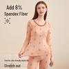 DingGuagua Women's Cotton Antibacterial Round Neck Thermal Underwear Set