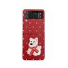 Чехол из кожи с текстурой для Samsung Z Flip 3-7 с вышитым шарфом и дизайном щенка
