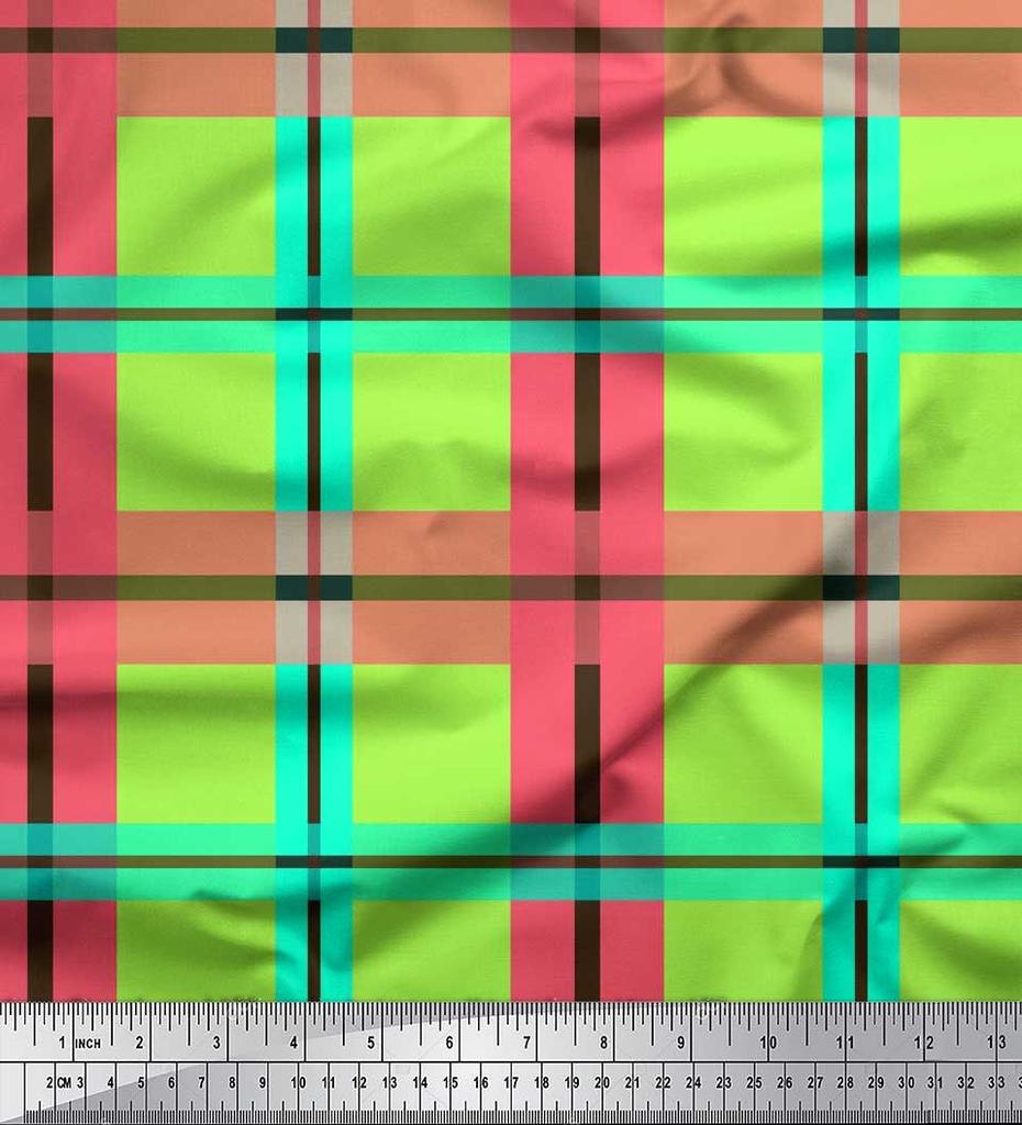 Soimoi Ткань японский креп-сатин в клетку с принтом в клетку швейная ткань метр 42 дюйма