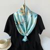 Women's silk scarf large square scarf fashion floral print vintage headscarf faux silk satin scarf