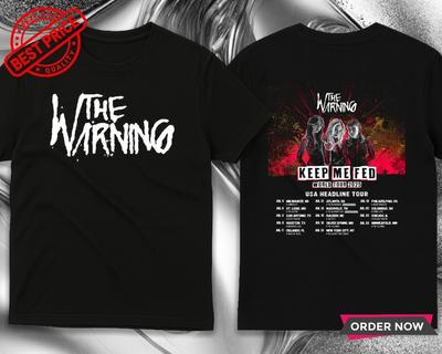Футболка с принтом Warning Keep Me Feed Tour 2025, двусторонняя, унисекс