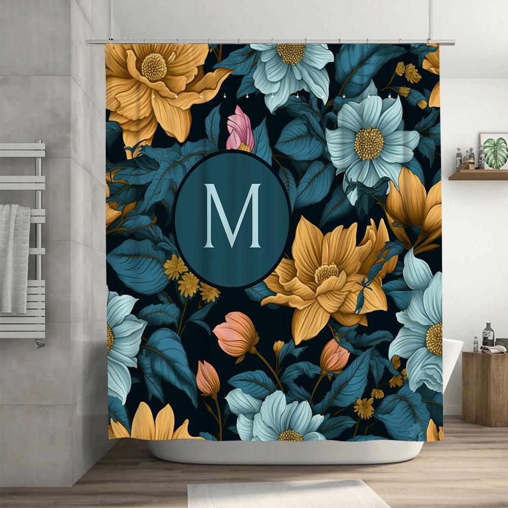 Modern Bathroom Decor: Elegant Gold White Shower Curtain with Geometric Pattern for Bathrooms Perfect Gift Idea