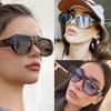 4pcs New Fashion Women Large Frame Retro Sunglasses Sets UV400 Oval Female Advanced Minimalist Style Glasses