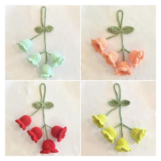 Брелок Подвеска Дизайн Цветка Тюльпана Ручная Вязка Пряжа Крючком Брелок Для Ключей Регулируемый Подвеска На Зеркало Заднего Вида Украшение для Автомобиля