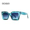 SO&EI Retro Cat Eye Women Sunglasses Fashion Brand Designer Blue Purple Square Sun Glasses Men Shades UV400 Female Nails Eyewear