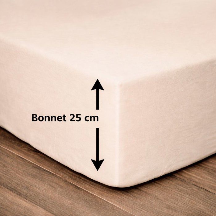 Drap housse - 100% coton - 160 x 200 + Bonnet 25 cm - LOVELY HOME