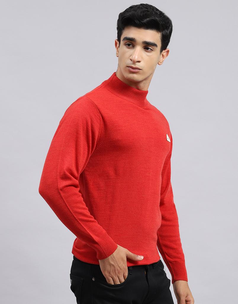 Monte Carlo Red Papper Mix Solid T Neck Sweater