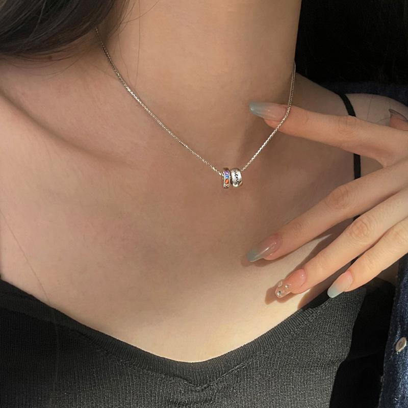 VENTFILLE 925 Sterling Silver Colorful Zircon Kpop Beads Charm Necklace for Women Girl Lucky Choker Jewelry Dropship