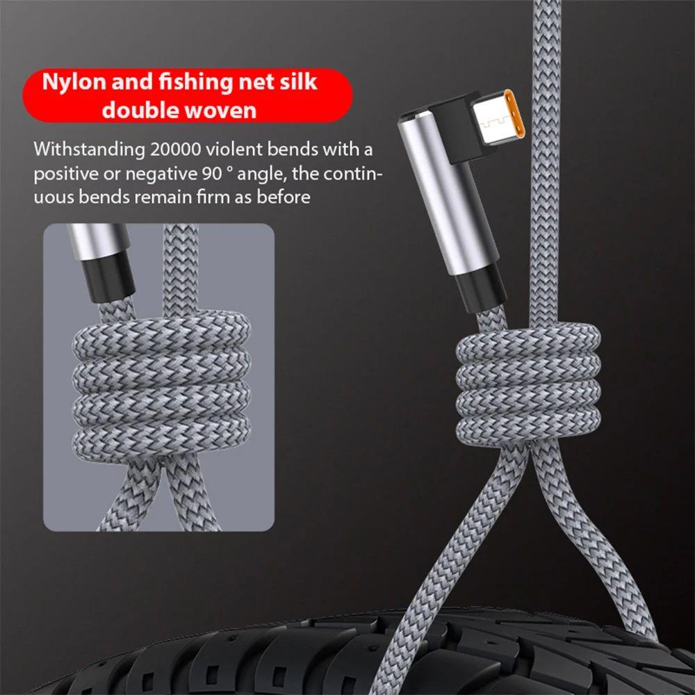 Кабель USB C 6A, угловой, Type C, 120 Вт, для быстрой зарядки, 3 м, 5 м, удлинительный кабель для телефона для Samsung Huawei Xiaomi Oppo Vivo, VR-камеры