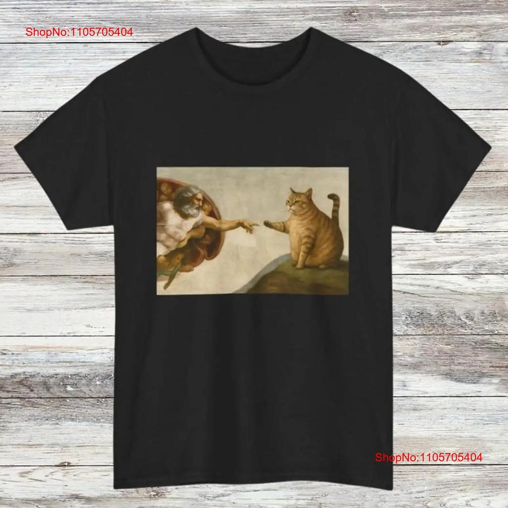New Funny Orange Tabby Cat T Shirt Michelangelo Spoof S 5xl Vintage Unisex Comfortable Breathable