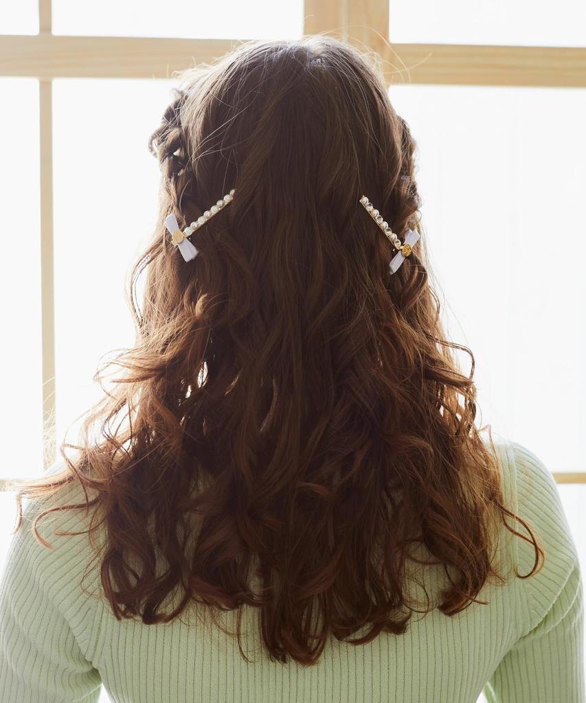 De Аксессуары для волос Лента Бижу Пинцет Светло-розовый [Maison Fleur] Женский