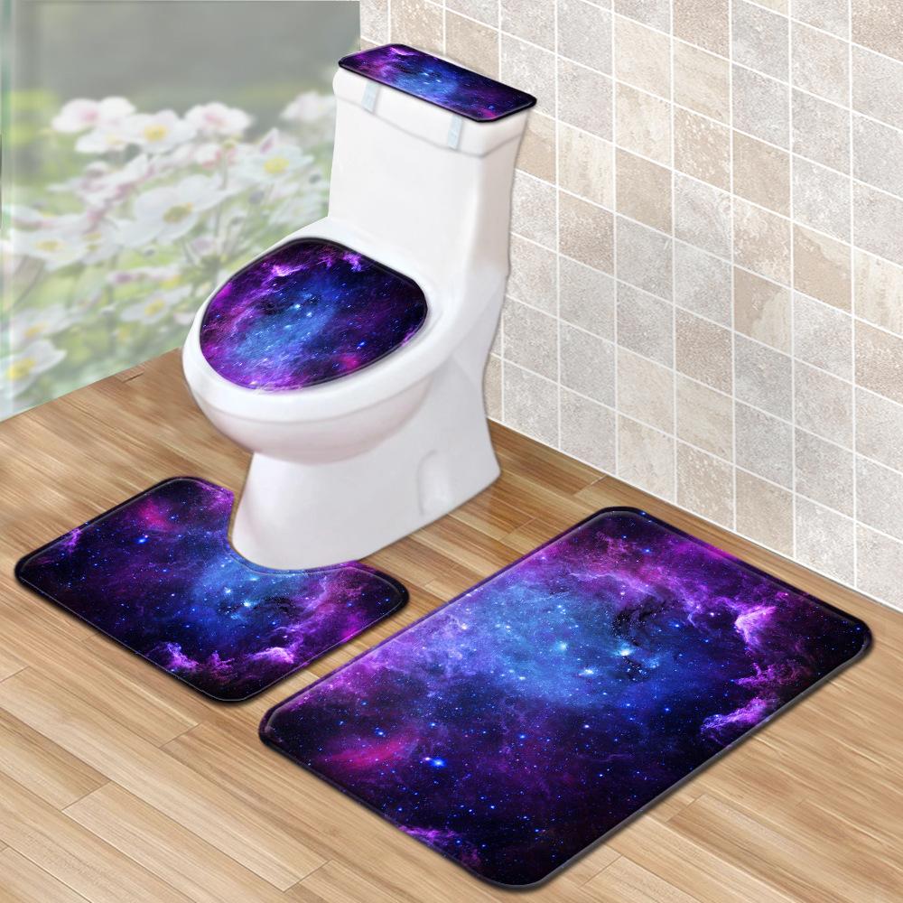 Star Bathroom Shower Curtain Floor Mat Household Toilet Three-Piece Set Suction Pad Water Tank Cover Cover