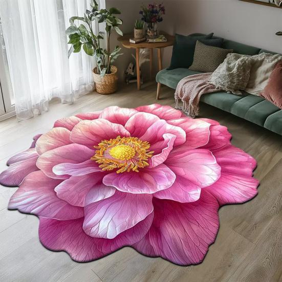 3D Flower Bathroom Rug Anti-Slip Absorbent Floor Mat Realistic Flower Area Rug for Entrance Living Room Bathroom Bedroom