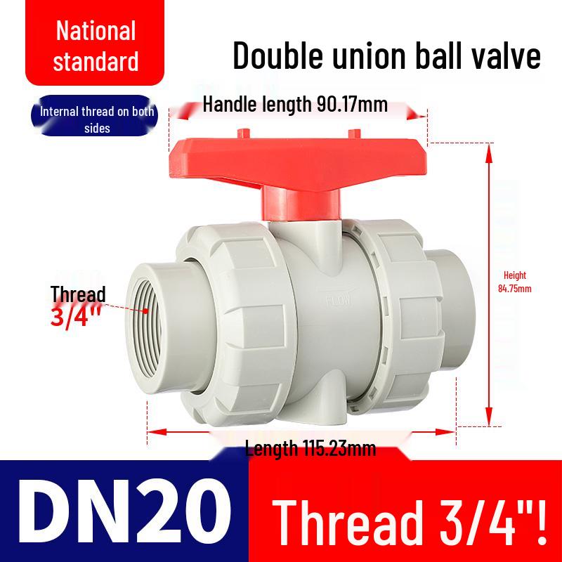 Rongsheng PPH High-Temperature Resistant Double Union Ball Valve, Hot Melt Socket PPR Water Valve DN25 DN50.