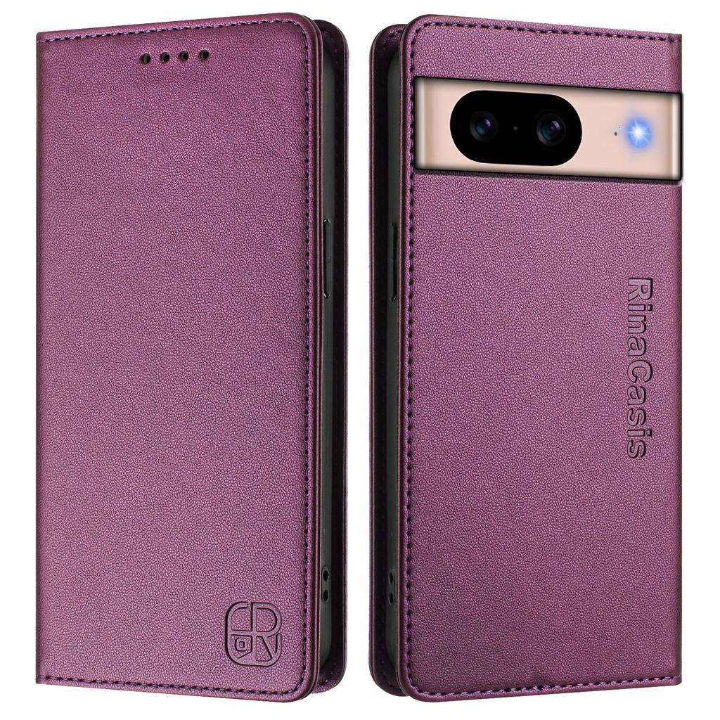 For Google Pixel 8a Leather Case RINACASIS RC01 Phone Cover with RFID Blocking Wallet Stand