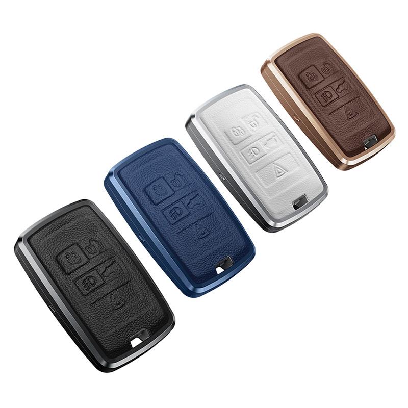Aluminum Alloy Leather Car Key Case Cover for Land Rover Defender Discovery Sport Range Rover Sport Velar Evoque Jaguar XE XF