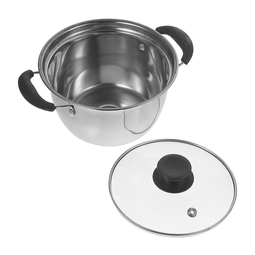 Кастрюля из нержавеющей стали с двойной ручкой, кастрюля для супа, сковородки, кухонные принадлежности, кастрюля, маленькая кастрюля для молока, серебристый цвет, нержавеющая сталь