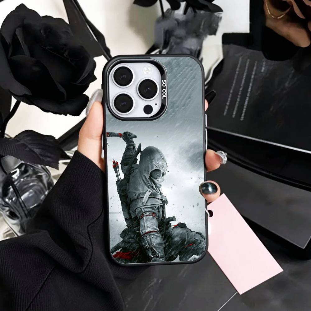 A-Assassins C-Creed S-Shadows Naoe Чехол для телефона для iPhone17,16,15,14,13,12,11 Plus,Pro Max Цветной Посеребренный Внутренняя крышка